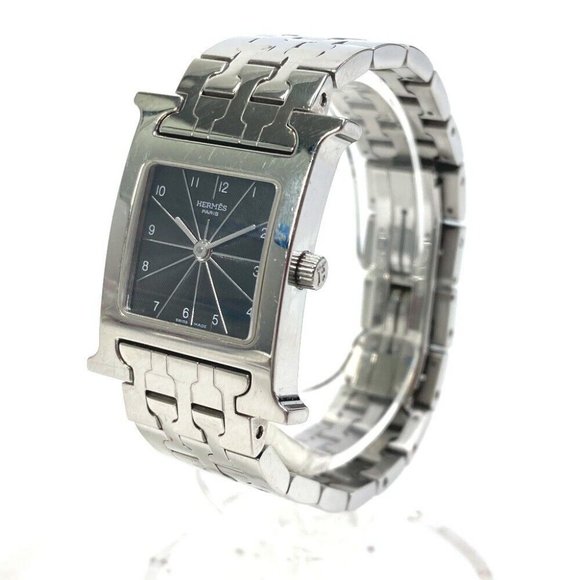 Authentic HERMES HH1.210 H watch quartz Wristwatch SS Silver - Picture 1 of 11